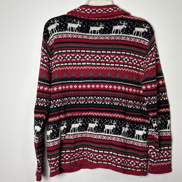Tiara International VTG Fair Isle Christmas Cardigan Sweater SZ S Zip Up Holiday - Picture 2 of 8